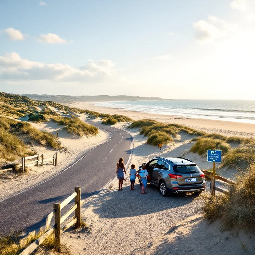 Accès et stationnement à la plage de Pentrez — Saint-Nic, Finistère