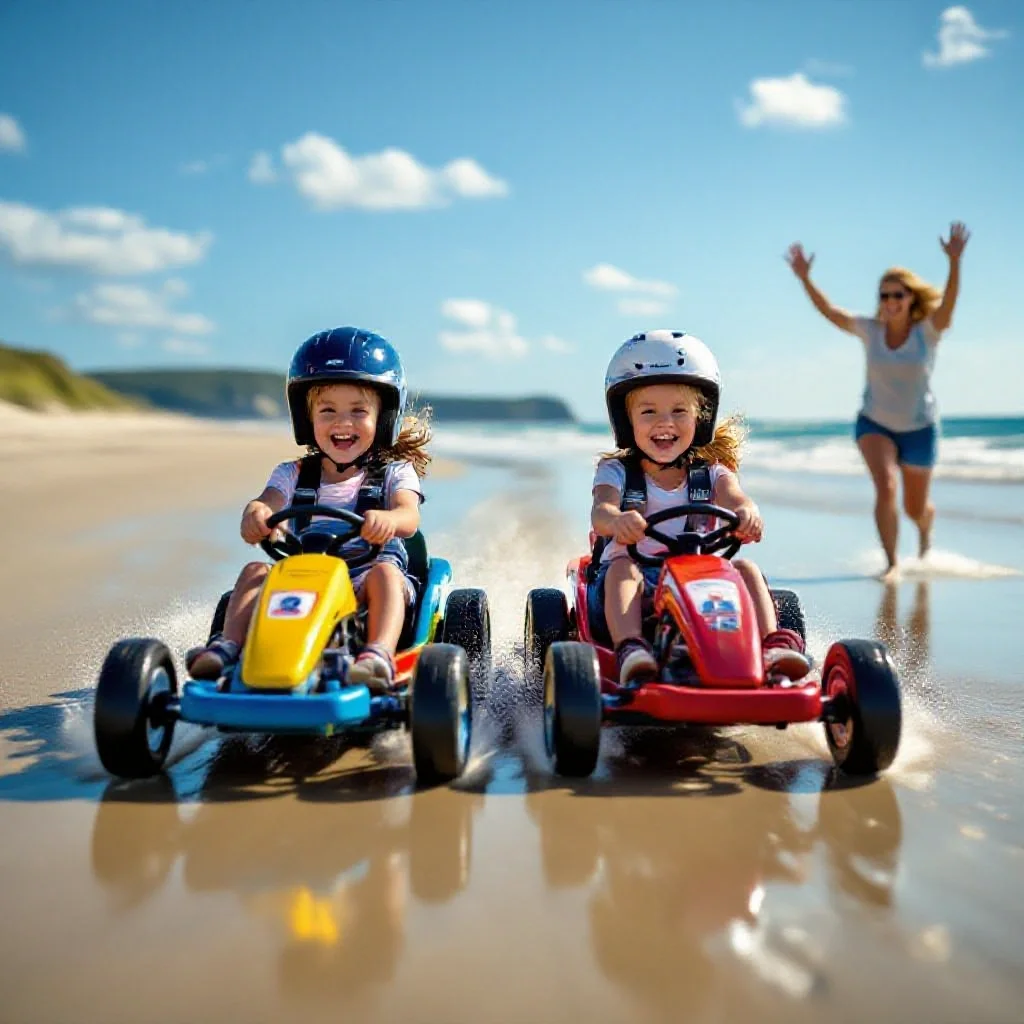 Kart à pédales sur la plage de Pentrez — Fun pour toute la famille